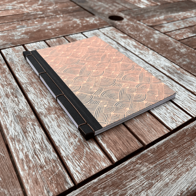 A5 Notebook — Copper waves — Plain 90gsm paper