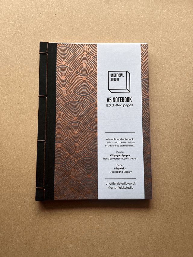 A5 Notebook — Copper waves — Plain 90gsm paper