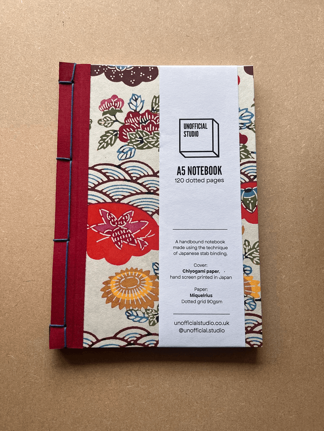 A5 Notebook — Hana, Japanese theme — Plain 90gsm paper
