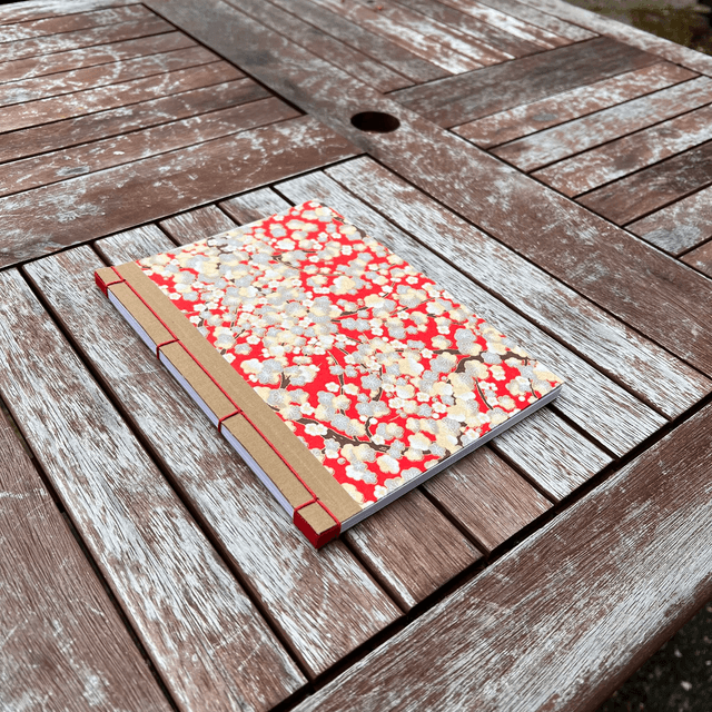 A5 Notebook — Cherry blossom cover — Plain 90gsm paper