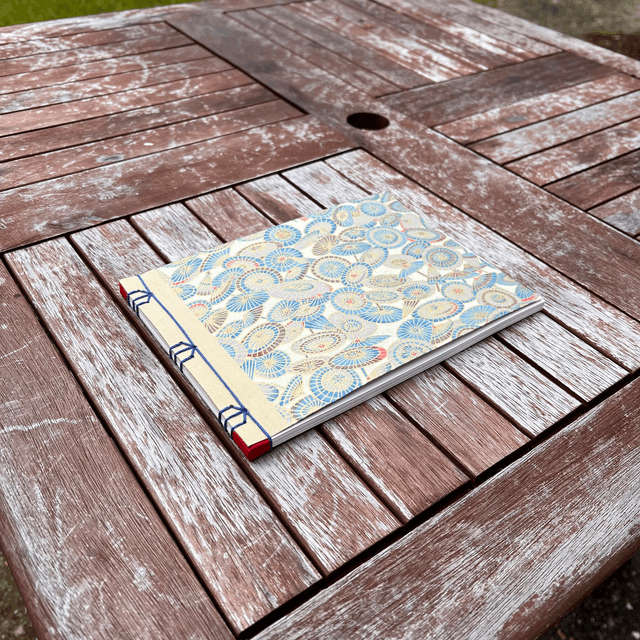 A5 Sketchbook — Gold umbrellas — 120gsm plain paper