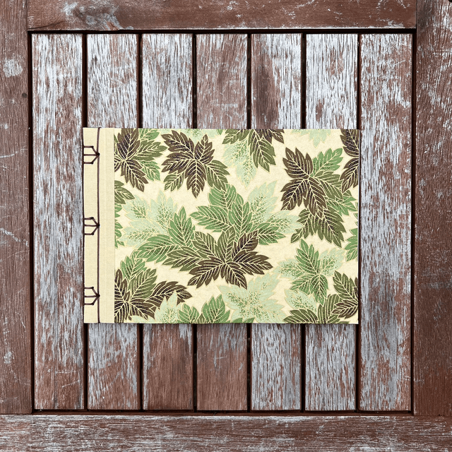 A5 Sketchbook — Green autumn leaves — 120gsm plain paper