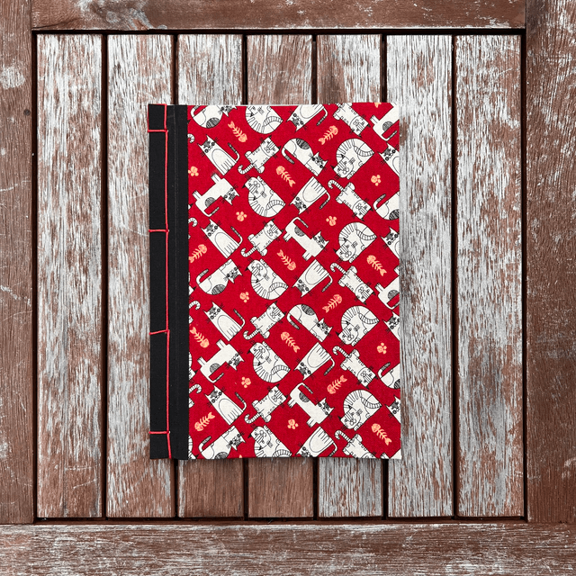 A5 Notebook — Cats (Fabric) — Plain 90gsm paper
